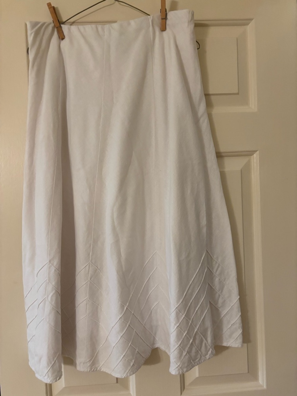 Christopher & Banks White A-Line Skirt with Chevron Hem Stitching